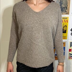 Free People Taupe V-Neck Sweater
